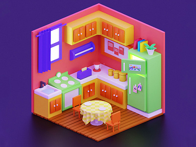 3d Illustration 3d blender designinspiration dribbble experiecnce illustration isometric kitchen product render room ui uiux user visualdesign