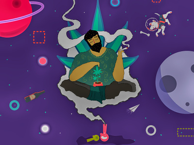 Weed in Space adobe bong debuts debutshot design dribble hallucination illustation marjuana photoshop pot smoke space weed