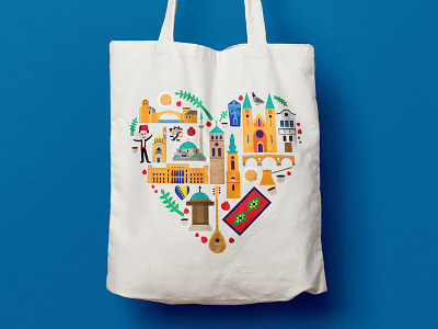 Bosnia and Herzegovina - Souvenir Bag bag bosnia illustration illustrator souvenirs
