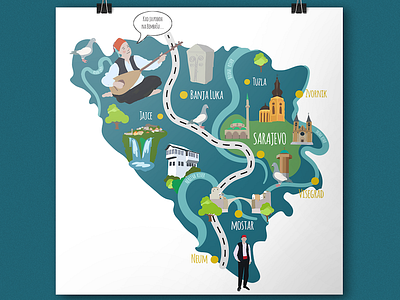 Map Design for Bosnia Herzegovina bosnia design illustration map souvenir