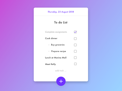 Simple To Do List App UI Concent app sketch to do list ui ux web design