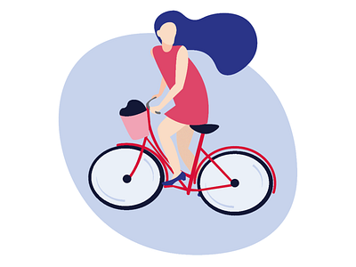 Flat Illustration - Girl on a Bicycle