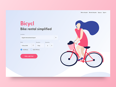 Bicycl Bike Rental Website Concept bike rental website concept website design