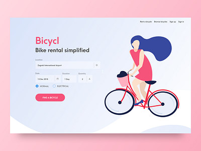 Bicycl Bike Rental Website Concept