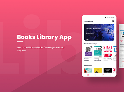 Library Concept App app design library mobile app ui ui design ux