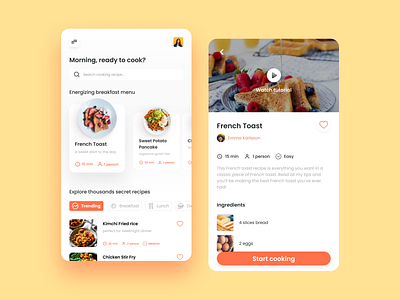 Cooking Recipe App app cooking design exploration mobile app recipe ui ui design ux