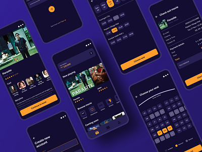 Movie Ticket App app app design application cinema app dark mobile ui dark ui mobile mobile app mobile app design mobile apps mobile ui movie movie app ticket app ui ui design ui ux