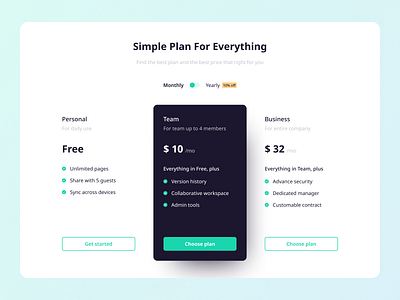 Pricing Segment app blue business clean ui dark ui design exploration green light ui pricing pricing plan pricing section pricing segment simple simple design simple logo ui ui design ux website