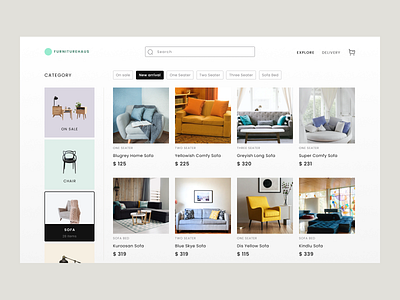 Furniture Website - Explore Page app branding design exploration furniture sofa ui ui design ux web design website website design