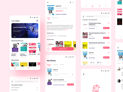 Library Concept App app design library mobile app ui ux