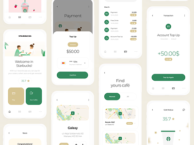 Starbucks Redesign - UI / UX Mobile App app award clean coffee coffee app collect design drinks find map mobile our cafes pay payment redesign sketch app starbucks stars ui ux