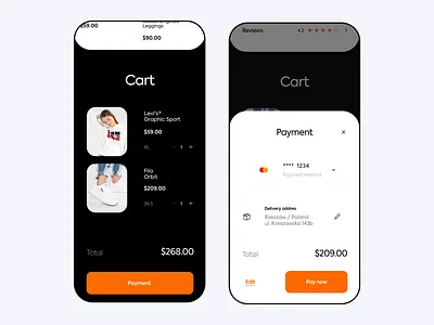 Zalando Redesign - Cart Payment 2020 address app cart clean clothing delivery design ecommerce fila levis mobile payment payment app shoes shoes app ui ux visa zalando