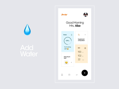 Sundose - Water tracker app app design calorie clean coffe design diet feel fit fitness food graphics happy interface mobile pills sundose ui ux water