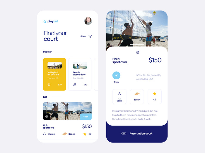 Playout Court Booking App by Patryk Polak for INVO on Dribbble