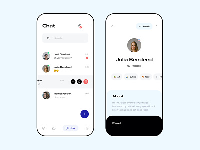 kChat - Social App abot app art chat chat app clean culture design discover feed food ios app message messages messenger minimalist mobile ui ux video call