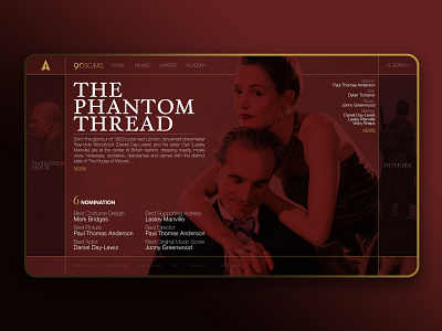 Phantom Thread Red Version alirezam design graphic graphic design oscars phantom thread red ui ui ux uidesign user experience user experience ux user inteface web web deisgn