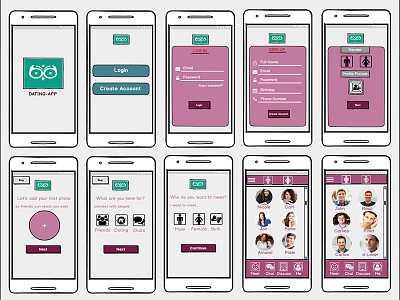 Date App in pink color balsamic mockup mockup design ui design