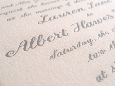wedding invitation calligraphy letterpress