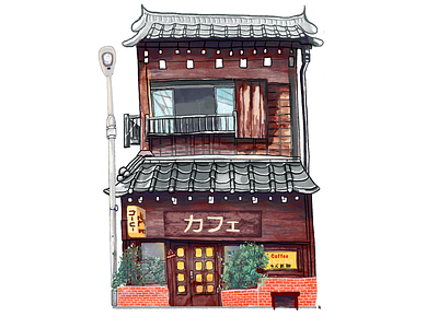 Japan House applepencil house house illustration ipad japan procreate watercolour zen