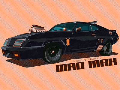 Mad Max Ford Falcon XB GT Coupe 1973 app design applepencil car digital ipadpro madmax postapo poster poster art procreate