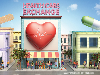 HealthCare Exchanges 3d ben voldman health care illustration render