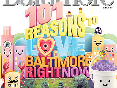 Baltimore Magazine 3d art baltimore character cute design direction editorial illustration quirky render