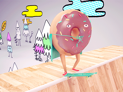 Donut Man: Sneak Peek 2 3d animated animation cg donut illustration render skateboard test