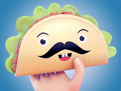 Super Taco! 3d cute editorial food illustration render taco