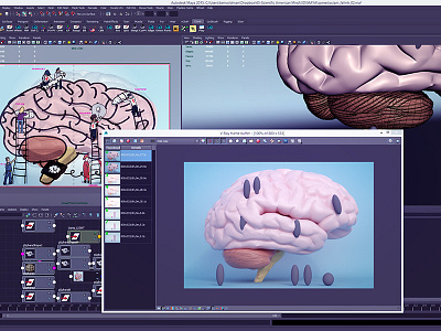 New double spread illo WIP cg editorial illustration maya render science vray