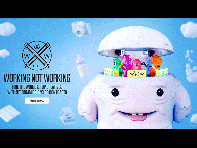 Working Not Working: Homepage Hero 3d cg character illustration maya render vray zbrush