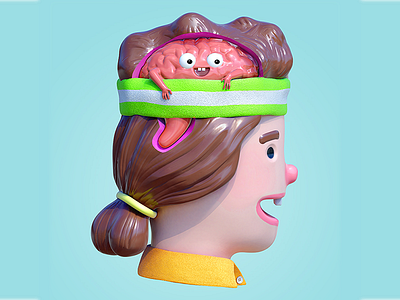 Exercise makes your brain happy 3d cg character illustration maya render vray zbrush