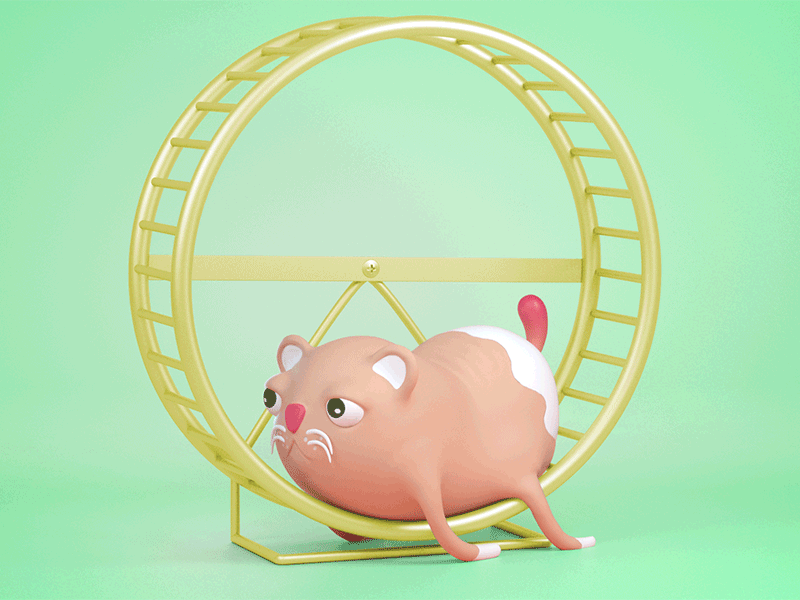 🐹💦Tuckered little dude 3d cg editorial gif illustration maya vray wip zbrush