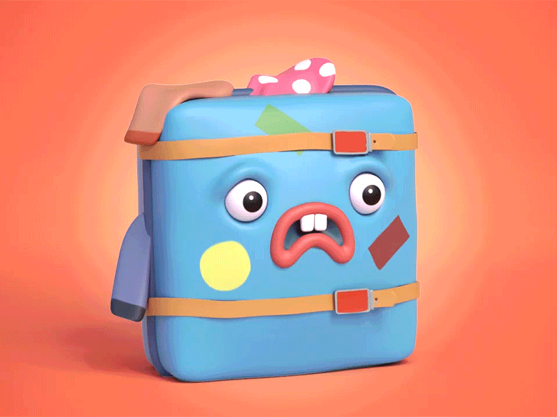 Stressed out luggage dude! 3d advertising animation art cg character gif illustration maya render vray