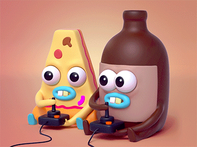 BFFLs "Pizza & Beer" 🍕🍺💕 3d advertising animation art cg character gif illustration maya render vray