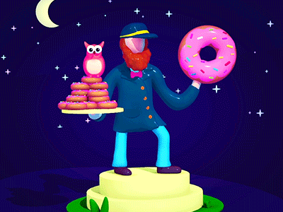 Captain Gregory Hanson- Donut Hole Inventor 3d animation cg character illustration maya render vray zbrush
