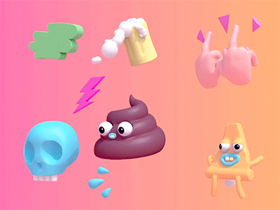 Emojis 3d animation cg character illustration maya render vray zbrush
