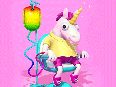 "Unicorn Blood" 3d animation cg character gif illustration mash maya vray zbrush