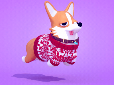 Dogs In Sweaters: Corgi 3d animation corgi dog gif maya redshift substance zbrush