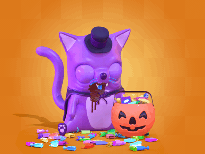 Halloween Candy Coma 3d cg character editorial gif illustration maya redshift render zbrush
