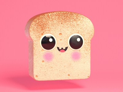 Cute Toast🍞 3d advertising animation cg character cute design gif illustration maya redshift render substance vray zbrush