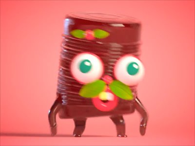 Canned Cranberry Sauce 🍒 3d cg character cute gif illustration maya redshift render substance vray zbrush
