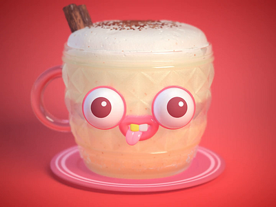 Egg Nog🥚🥃 3d animation cg character cute holiday illustration maya redshift render zbrush