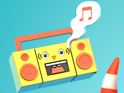 Here's the boombox 3d boombox cheeseburger devil music render sketch