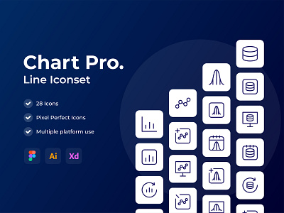 Chart Pro - Line Iconset branding graphic design icon set icons icons design set ui ui design ui ux ux