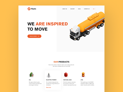Ui/UX redesign concept Martin (oil products) design isometric landingpage oil redesign concept ui uiux ux yellow