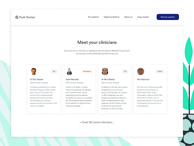 Meet your clinicians branding design doctors health app health design healthcare healthtech illustration product design ui ui ux user research website design