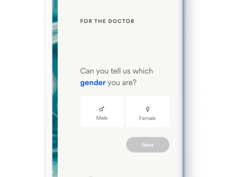 Exploration: Gender Selection Mobile animation app branding design healthcare interaction minimal product design startup typography ui ui ux uid user research ux vector web