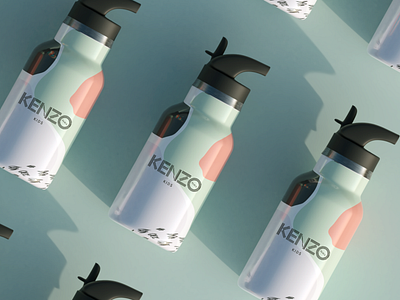 Water bottles for Kenzo 3d branding design packaging pattern design photoshoot setdesign