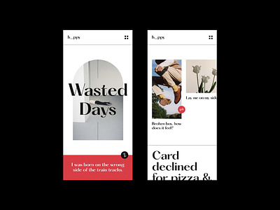 Wasted Days black white blog branding cards clean gallery graphic design landing minimal mobile slider typography ui ux web website