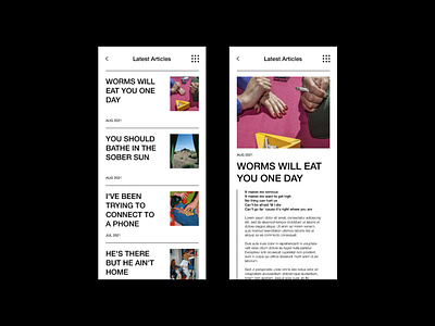 Latest Articles black blog branding design editorial layout mobile navigation news ui ux